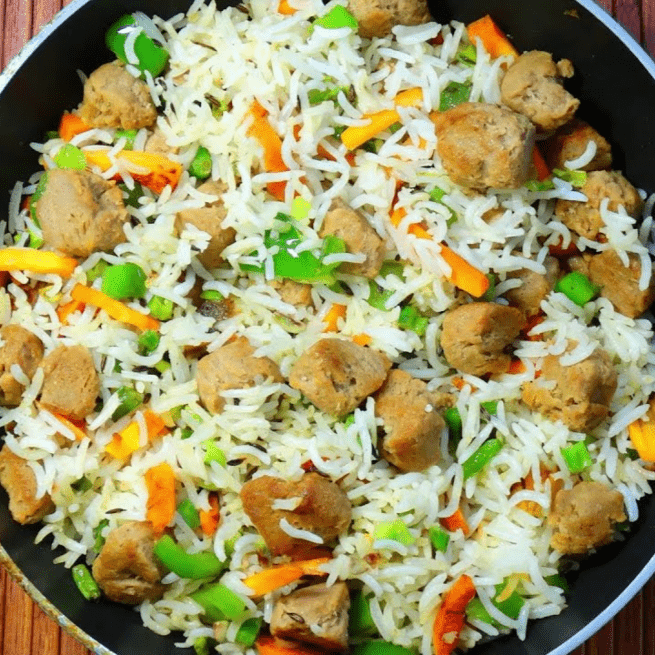 Soya Chunks Fried Rice